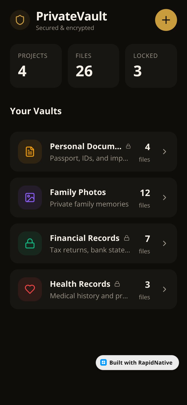 PrivateVault screen 1