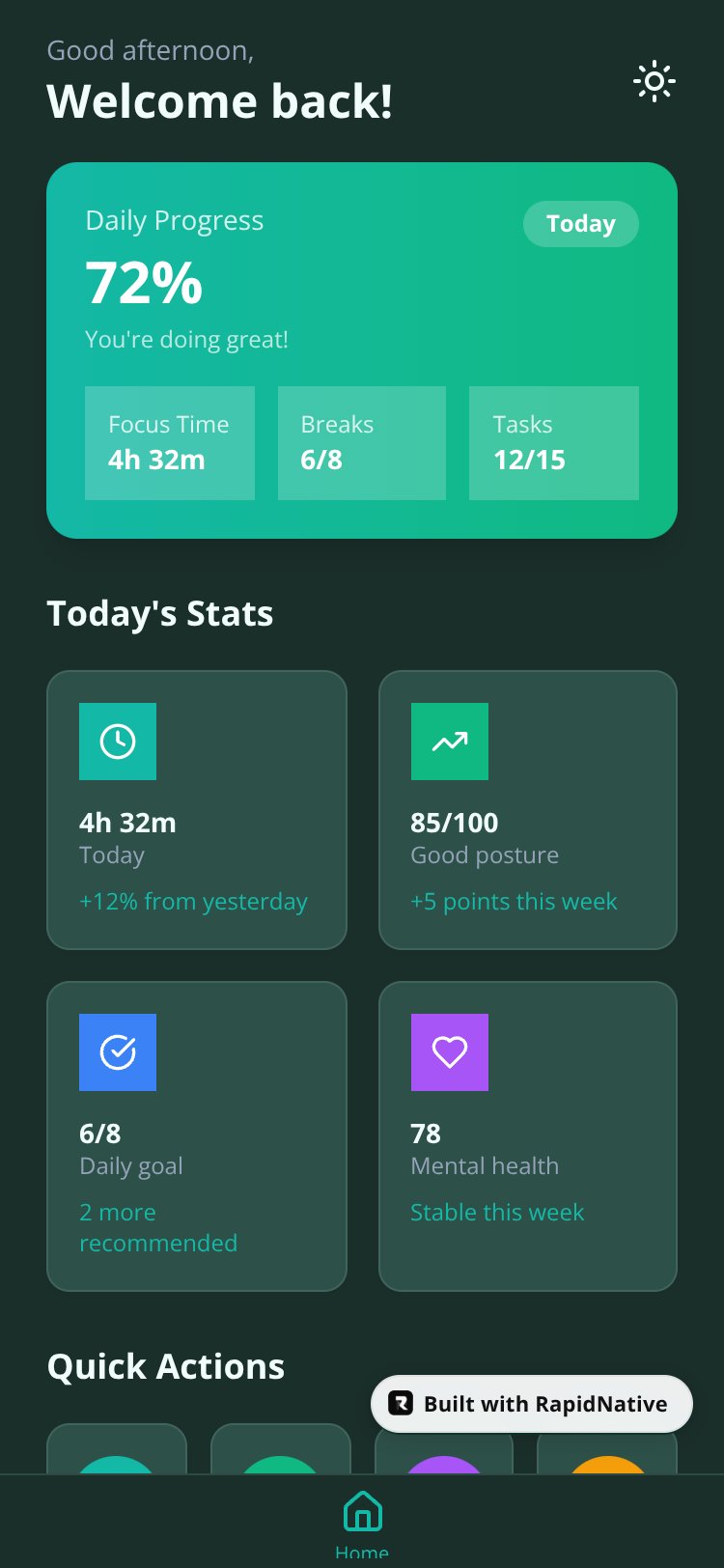WorkWell Hub screen 1