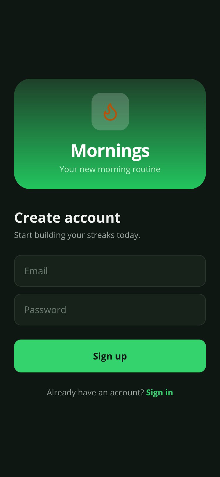 Mornings screen 2