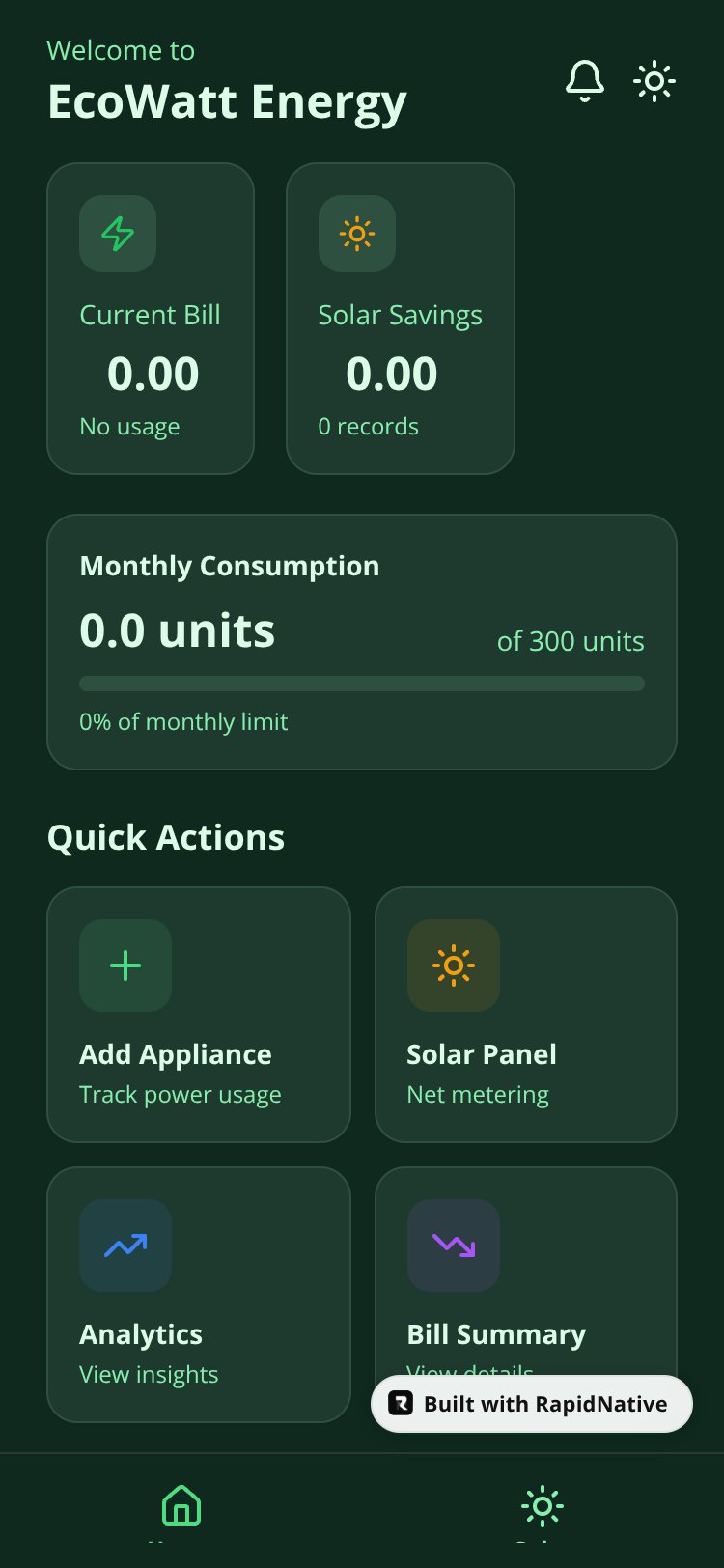EcoWatt Smart Energy screen 1