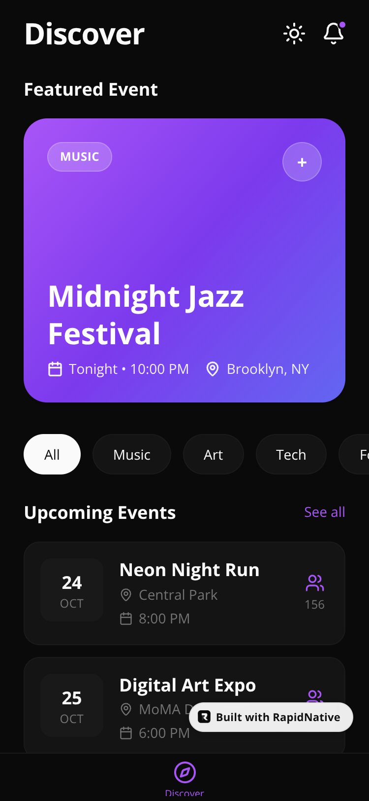 Nexus Events screen 1