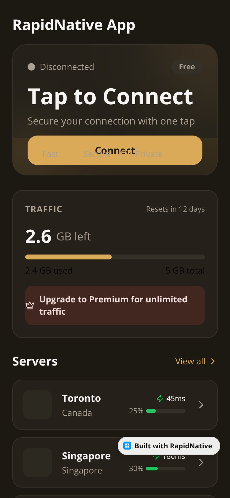RapidNative App screen 1