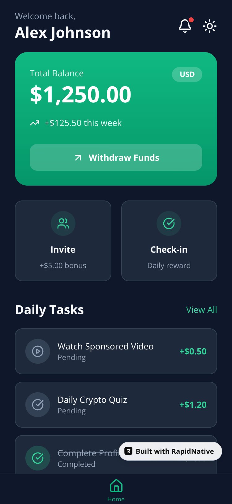 FitTrack screen 1