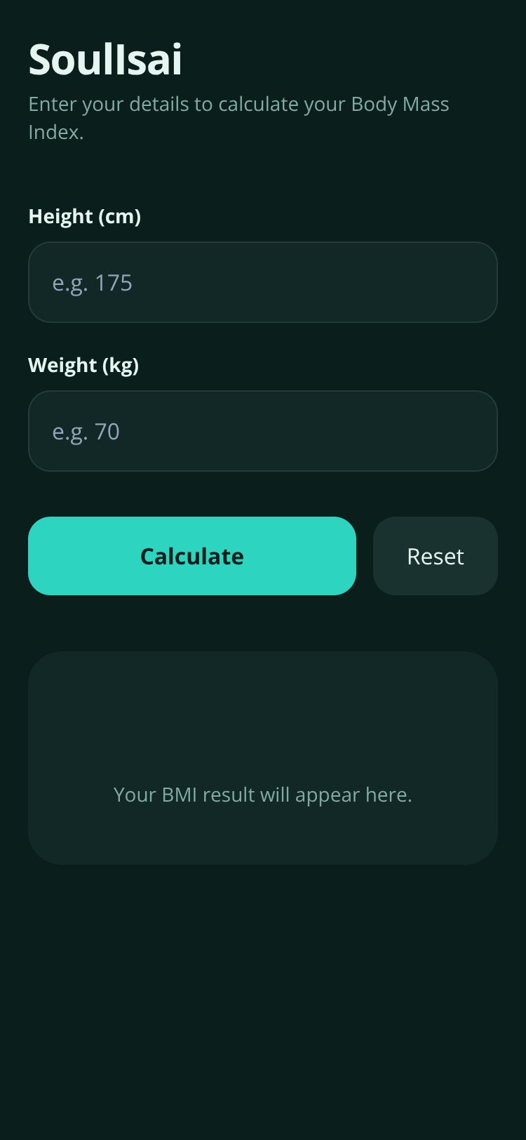 BMI Calculator screen 1