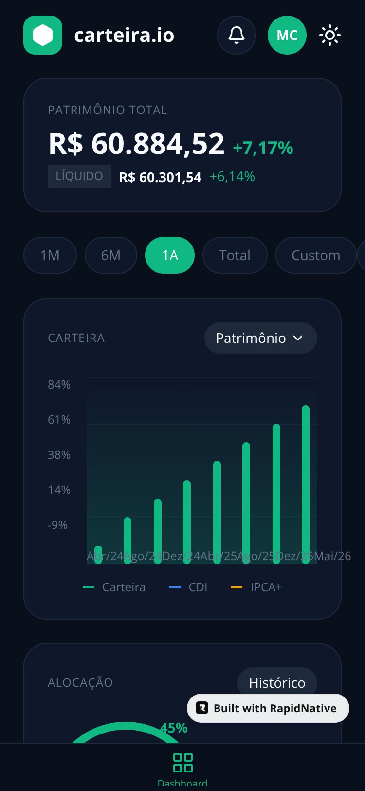 Carteira.io screen 1