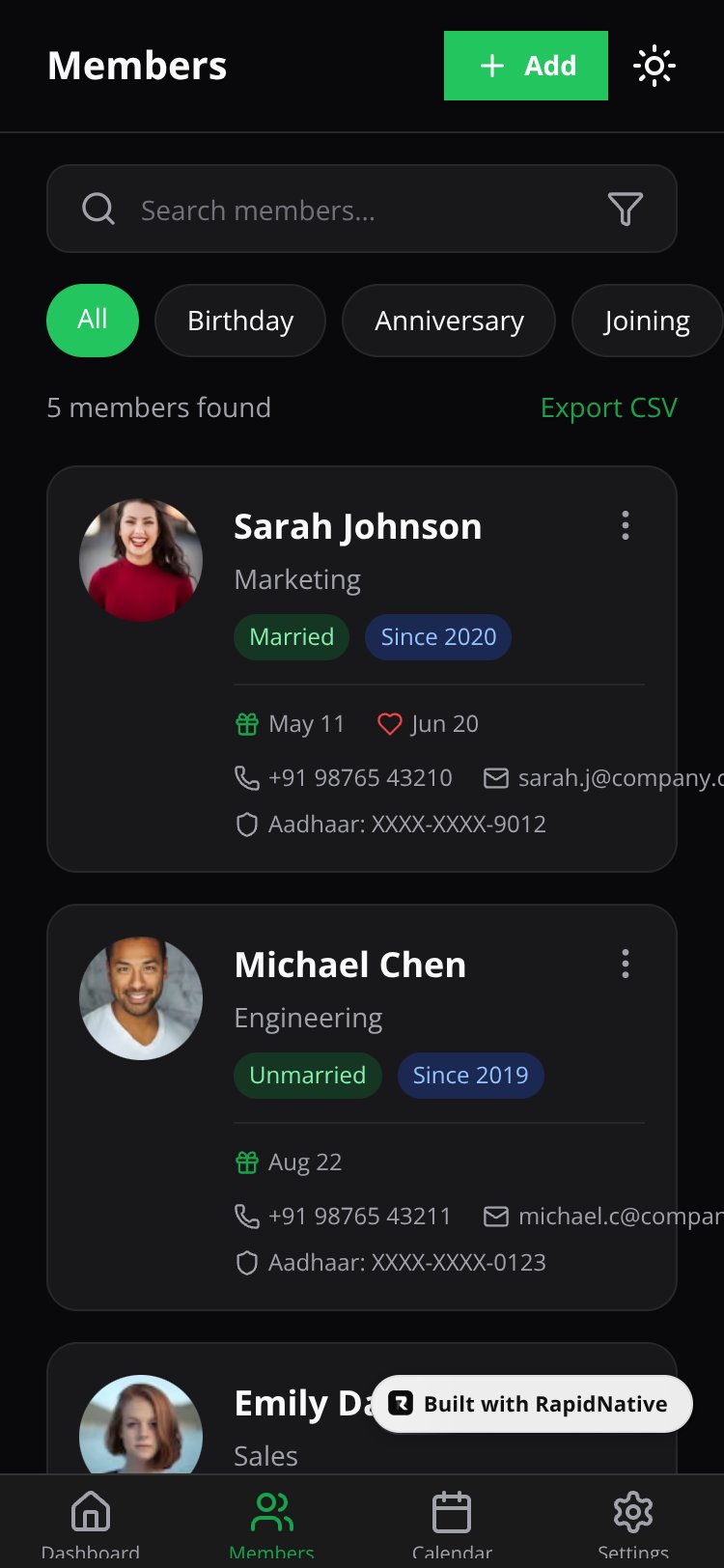 CelebrationHub screen 2