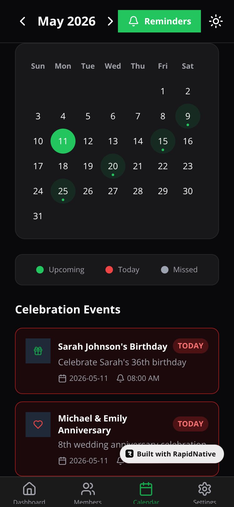 CelebrationHub screen 3