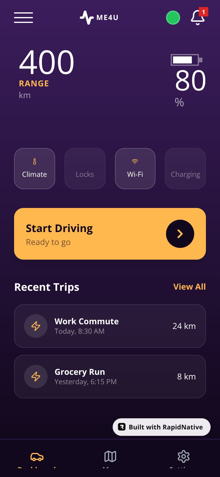Vehicle Dashboard screen 1