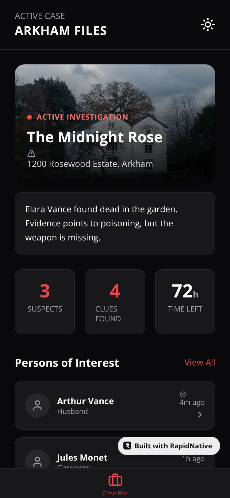 Arkham Files screen 1