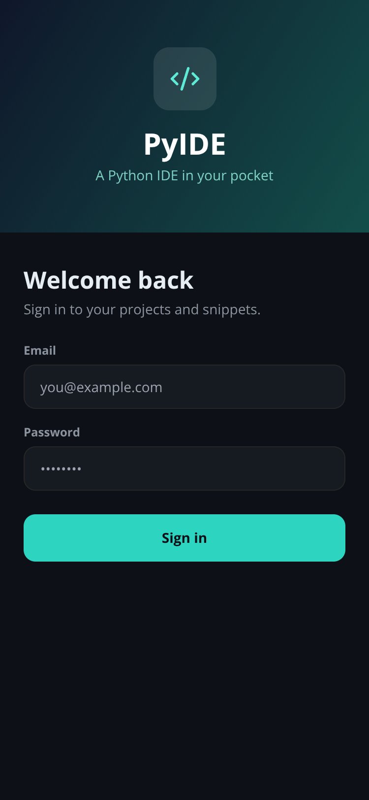 RapidNative App screen 1
