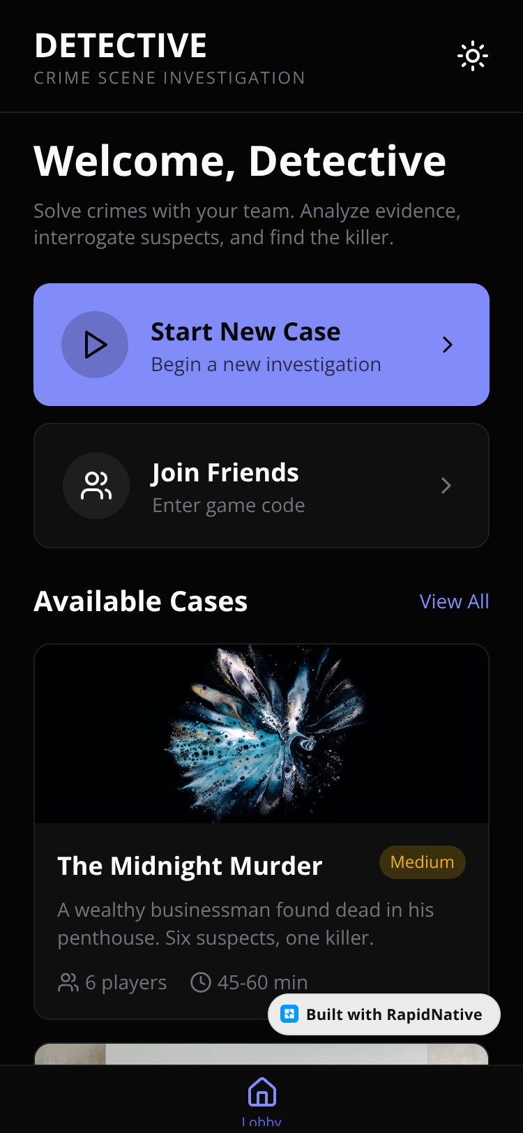 CrimeSolverApp screen 1