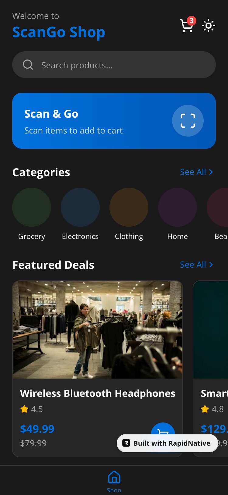 ScanGo Shop screen 1