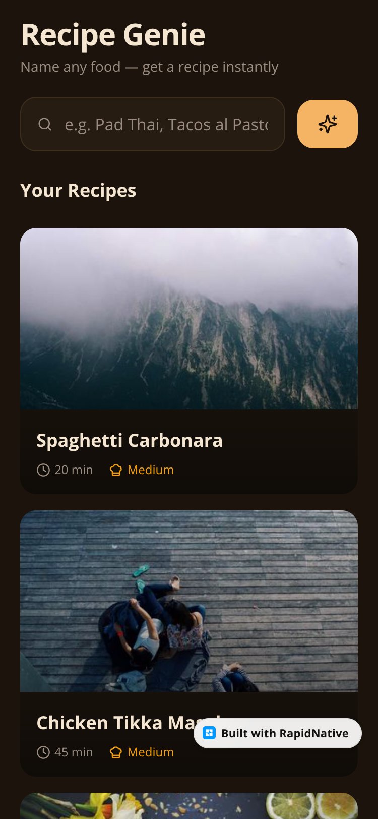 Recipe Genie screen 1