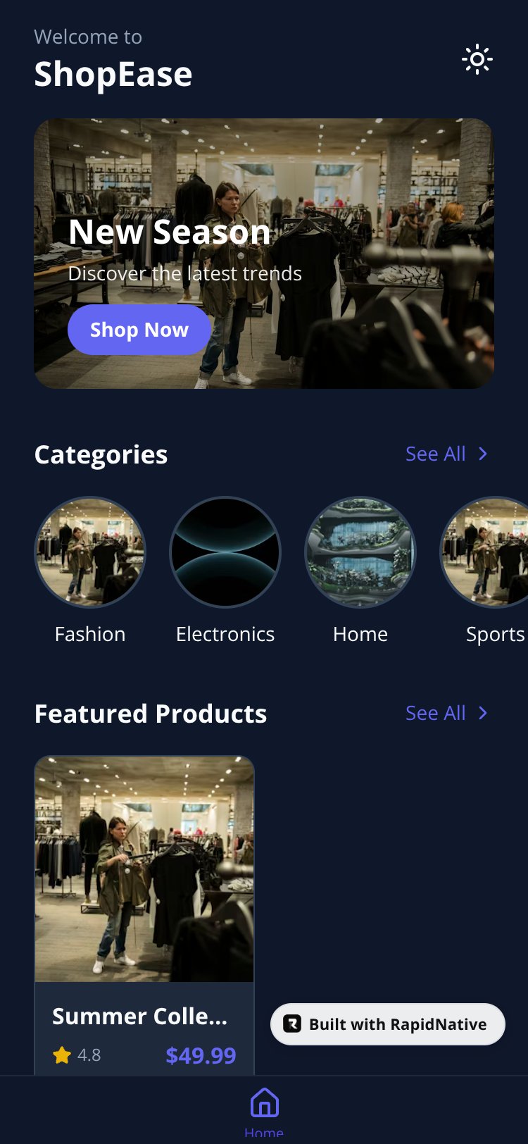 ShopEase screen 1