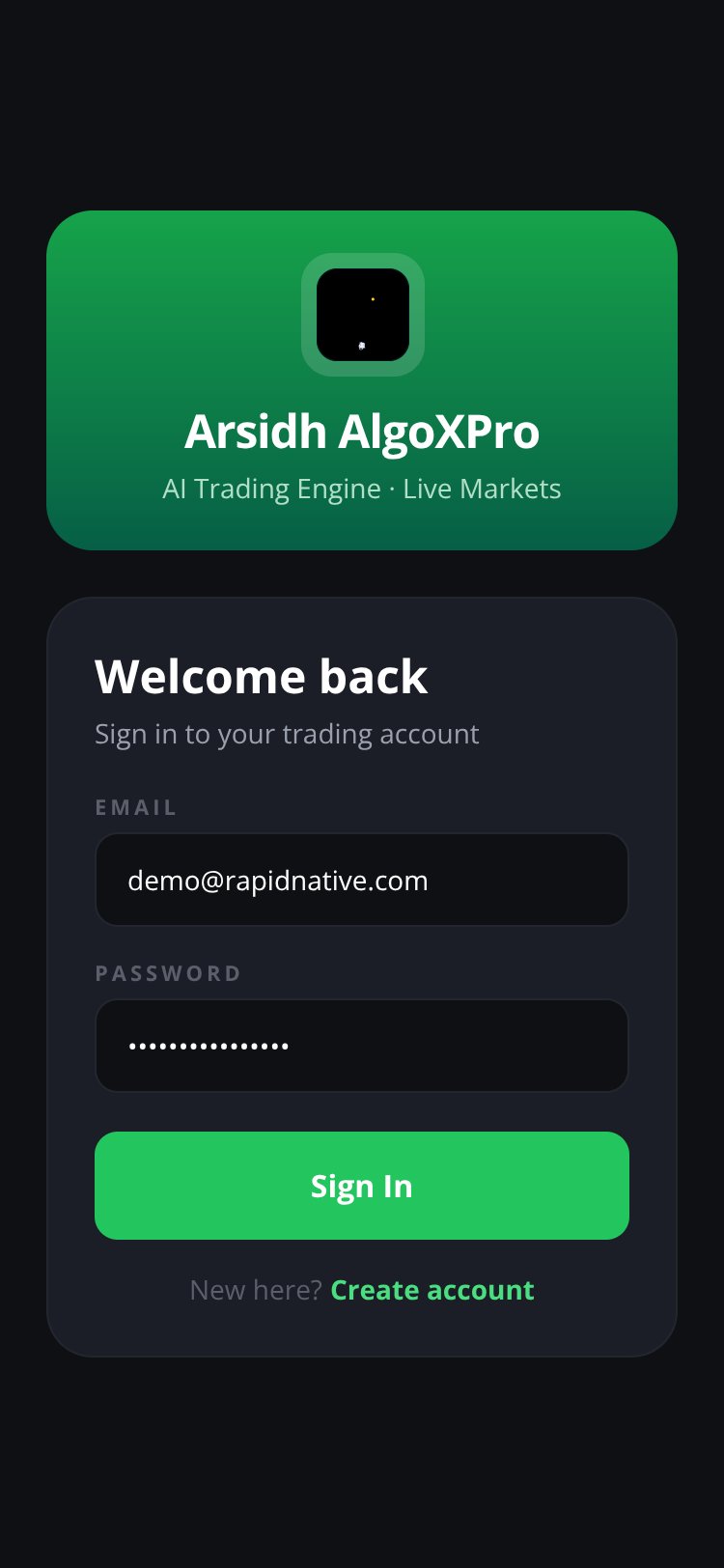 Arsidh AlgoXPro screen 1