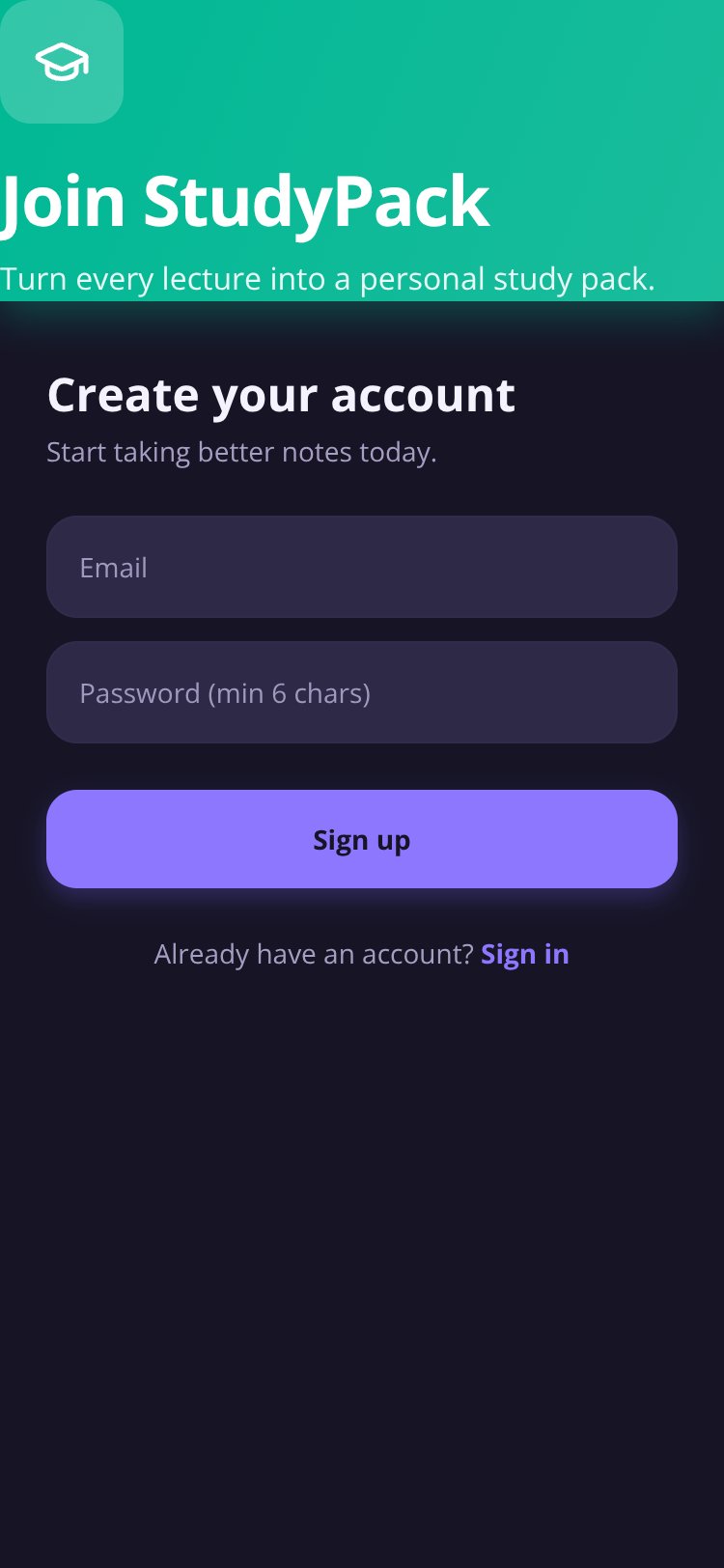 StudyPack screen 2