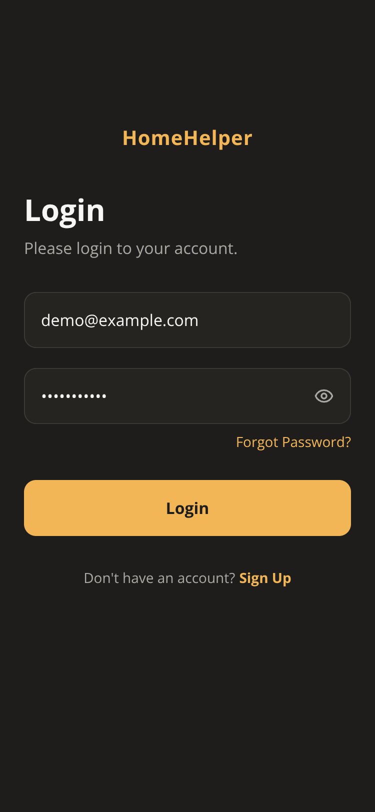 HomeHelper screen 1