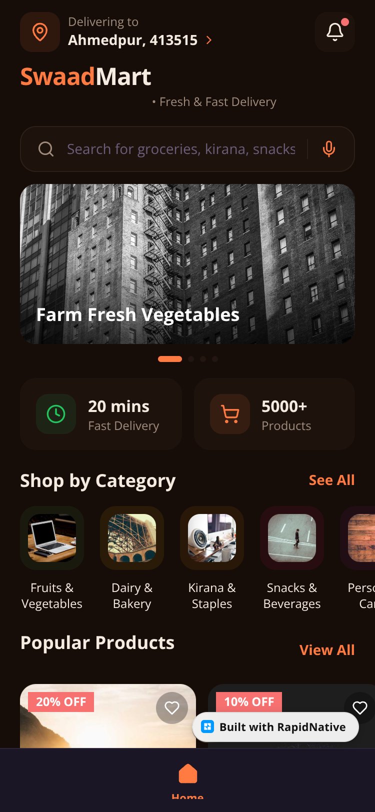 SwaadMart screen 1
