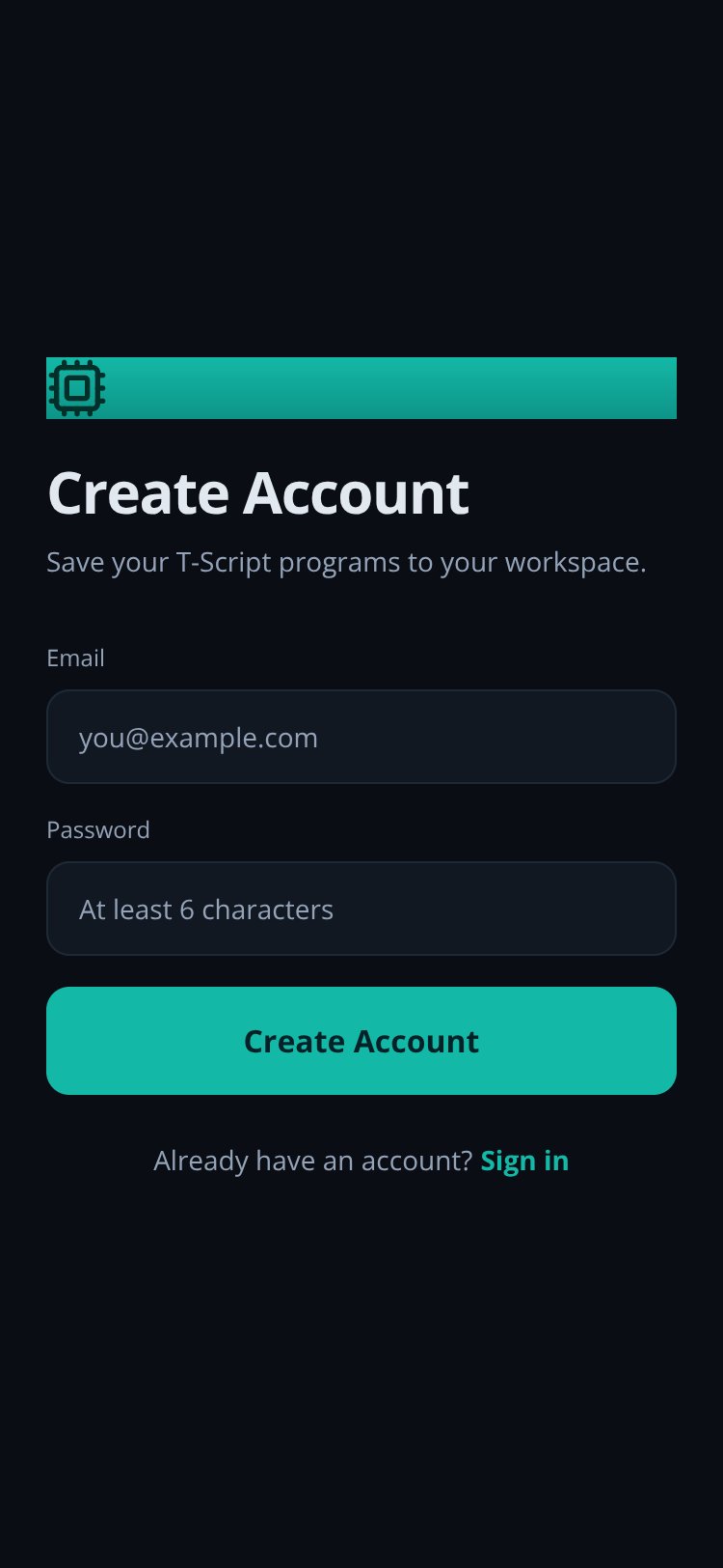 TScript IDE screen 1