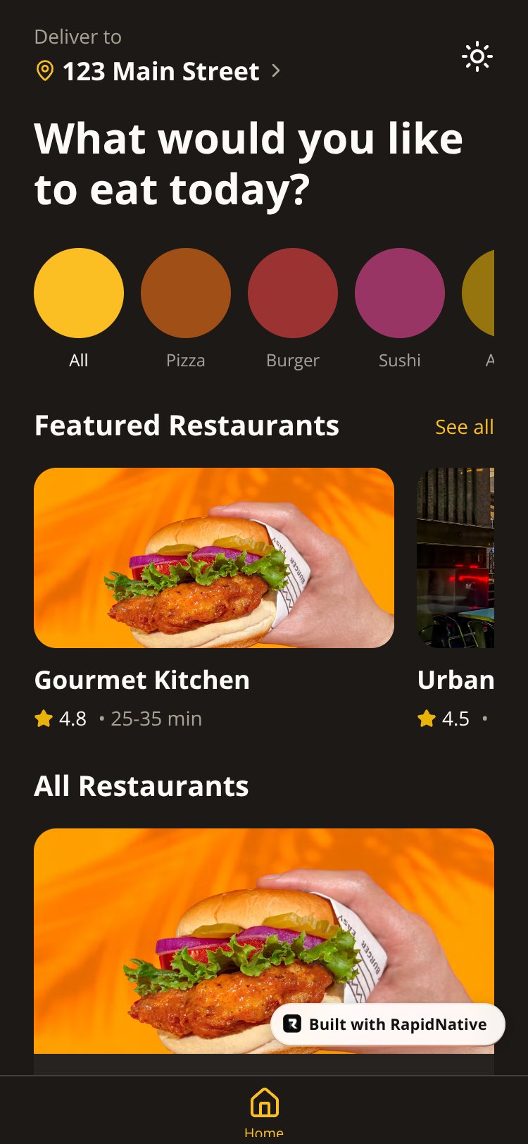 FlavorDash screen 1