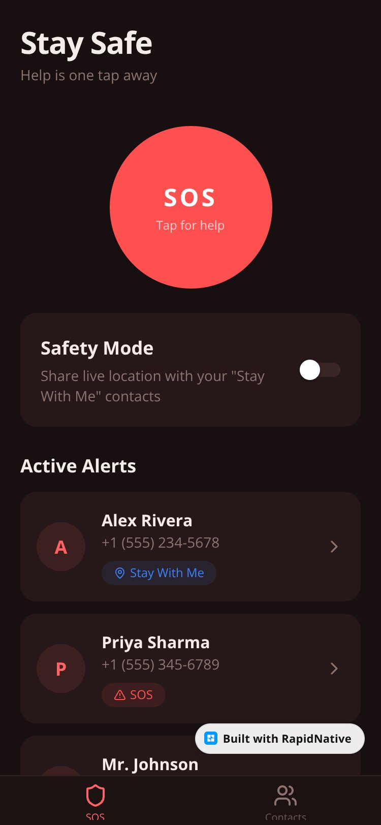 Stay Safe screen 1