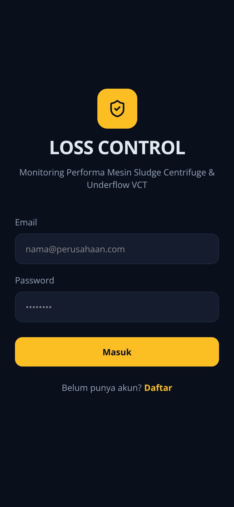 Loss Control screen 2