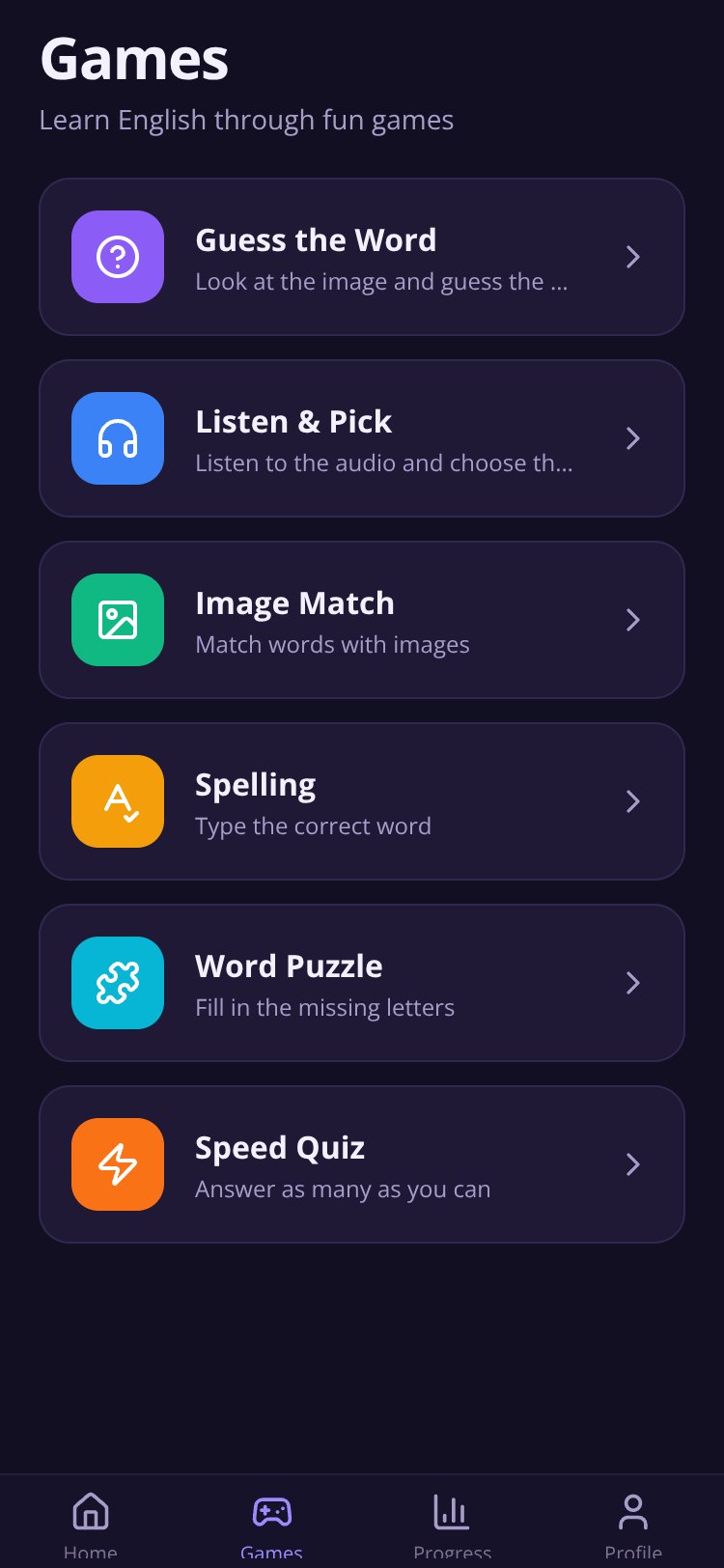 LinguaPlay screen 1