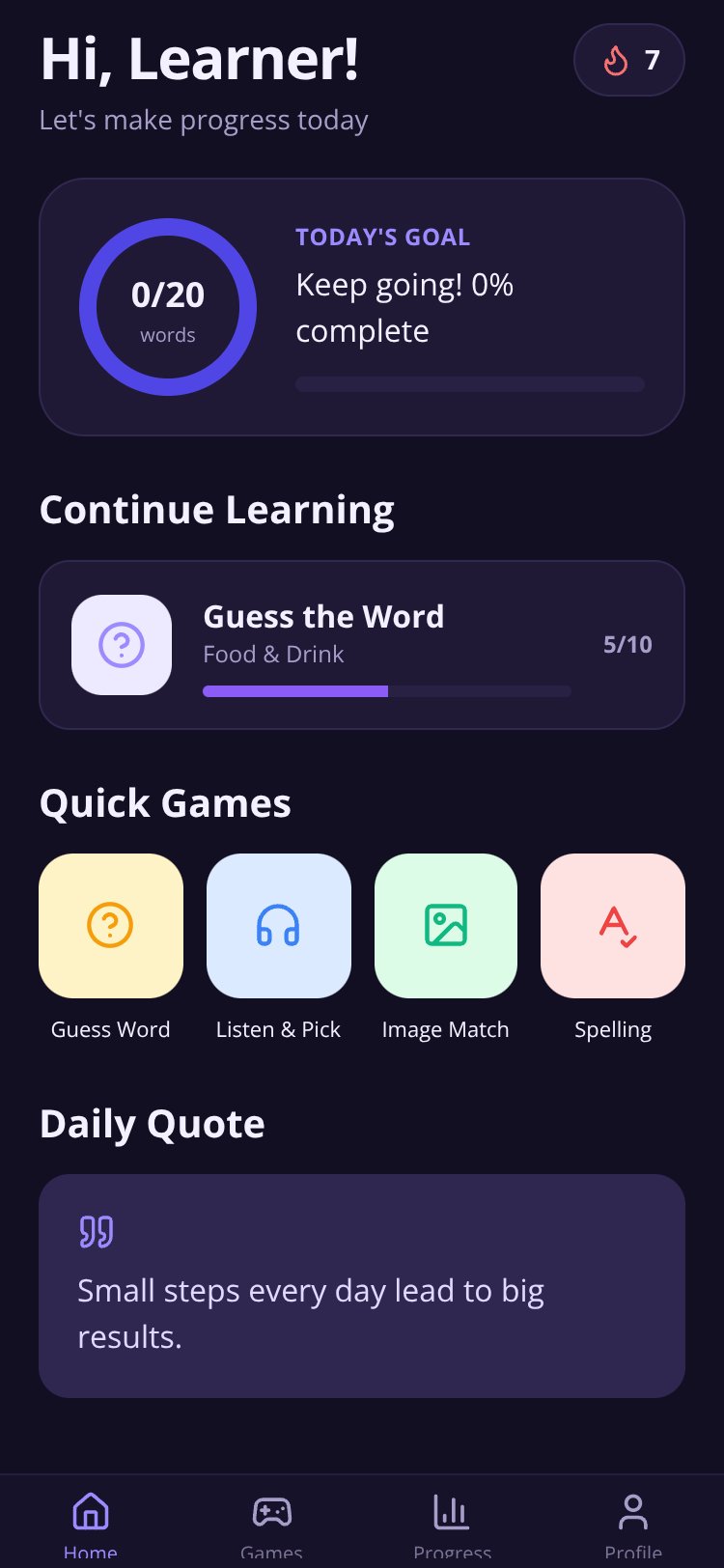 LinguaPlay screen 2