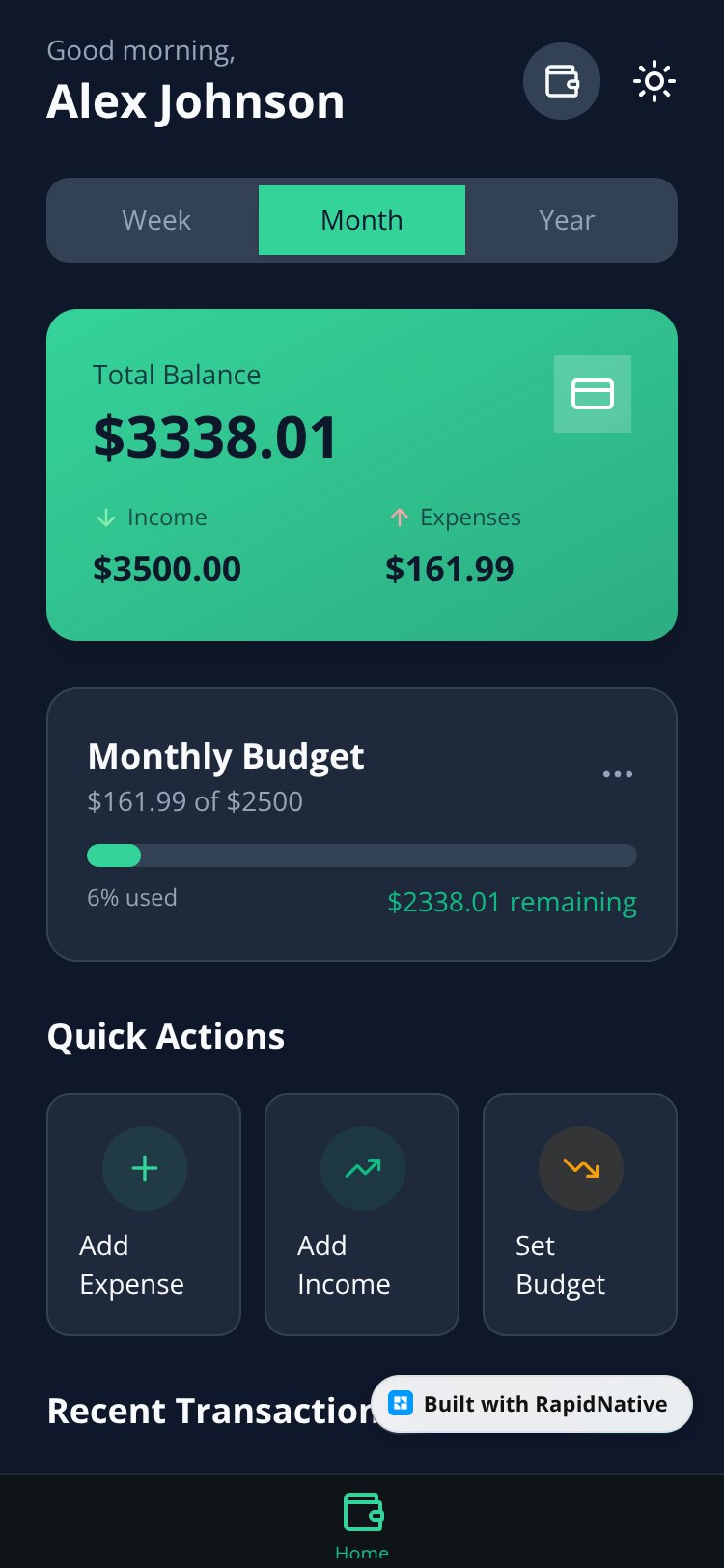 ExpenseTracker screen 1