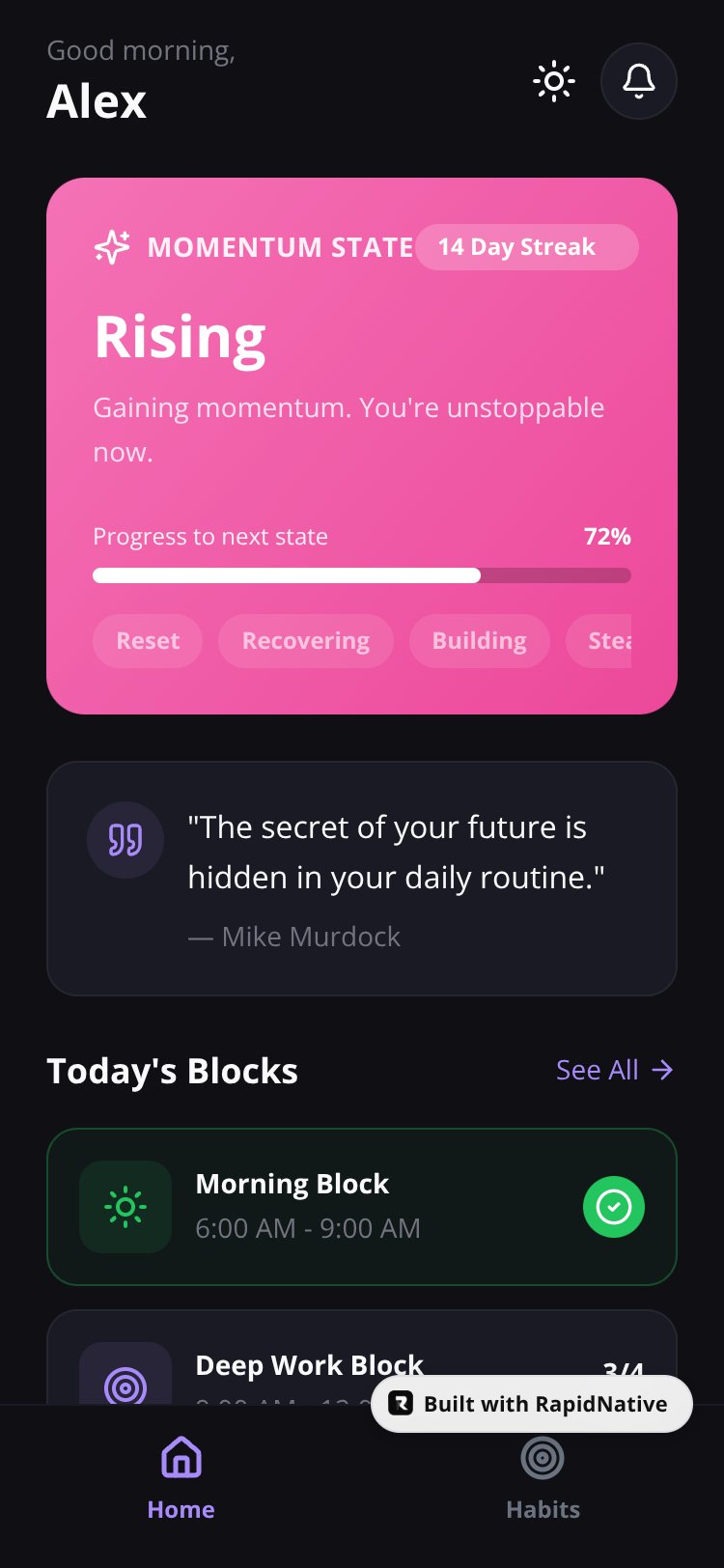 MomentumOS screen 2