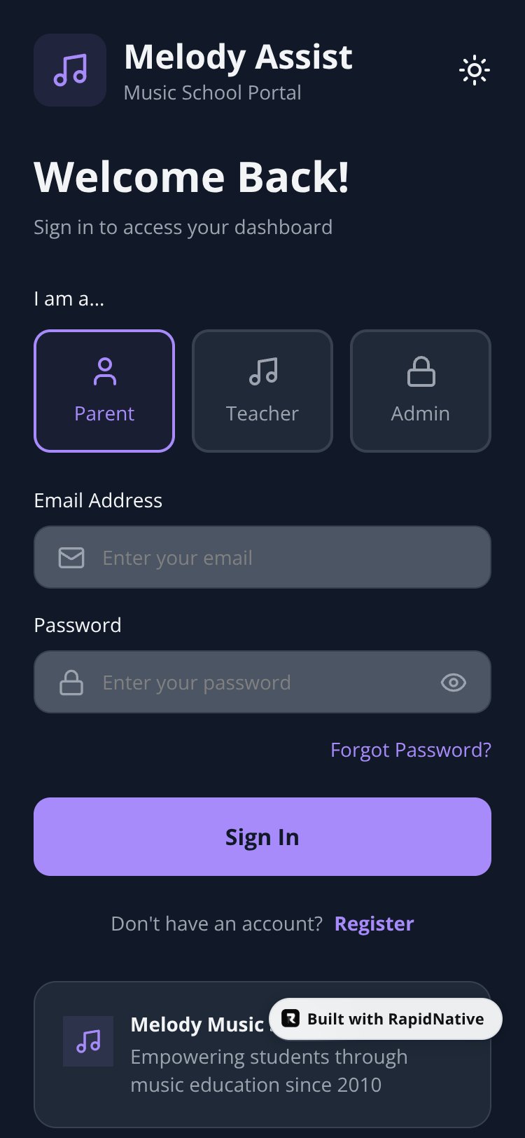 Melody Assist screen 1