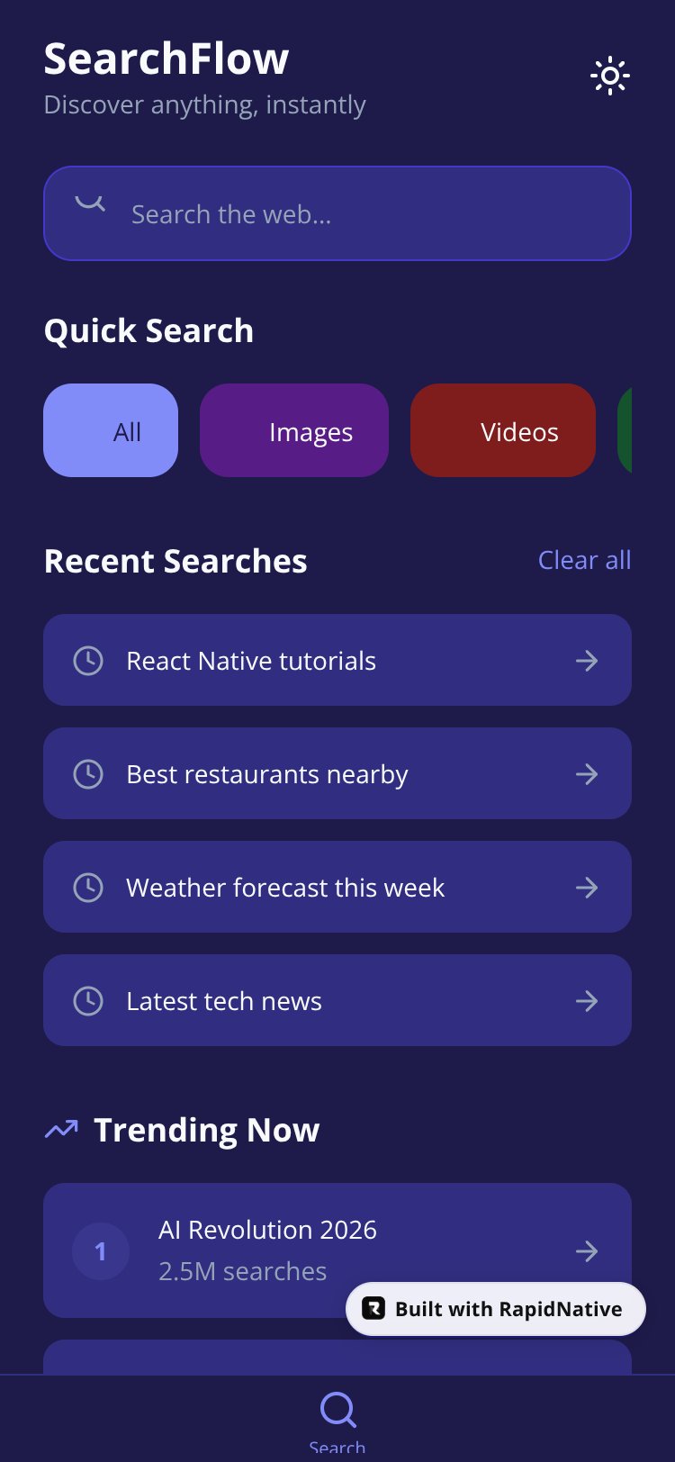 SearchFlow screen 1