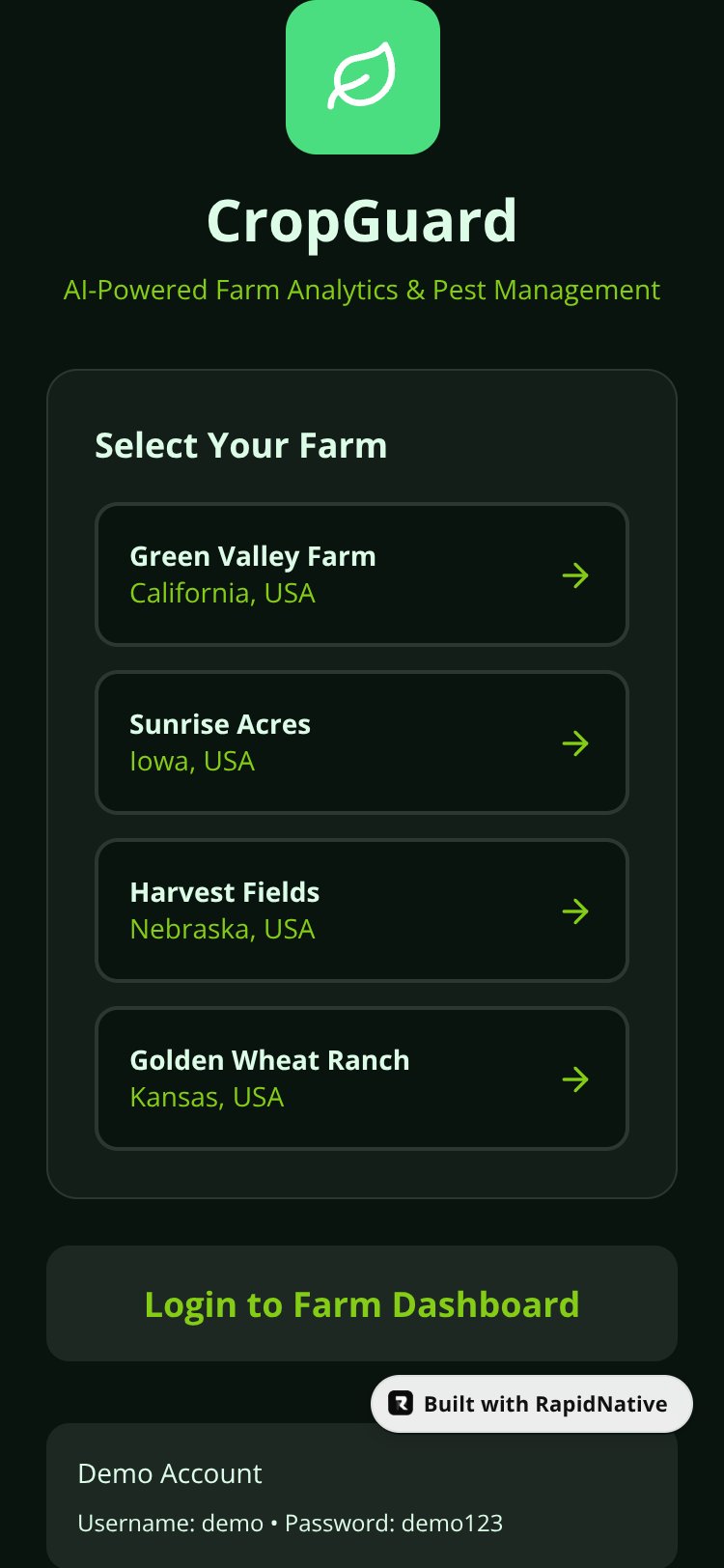 CropGuard Analytics screen 1