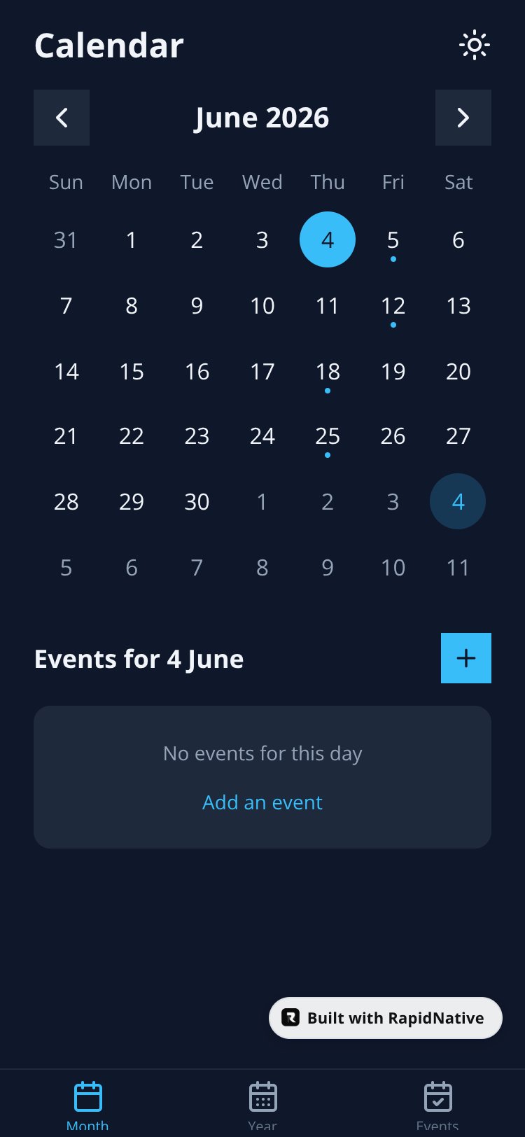 Calendar App screen 2