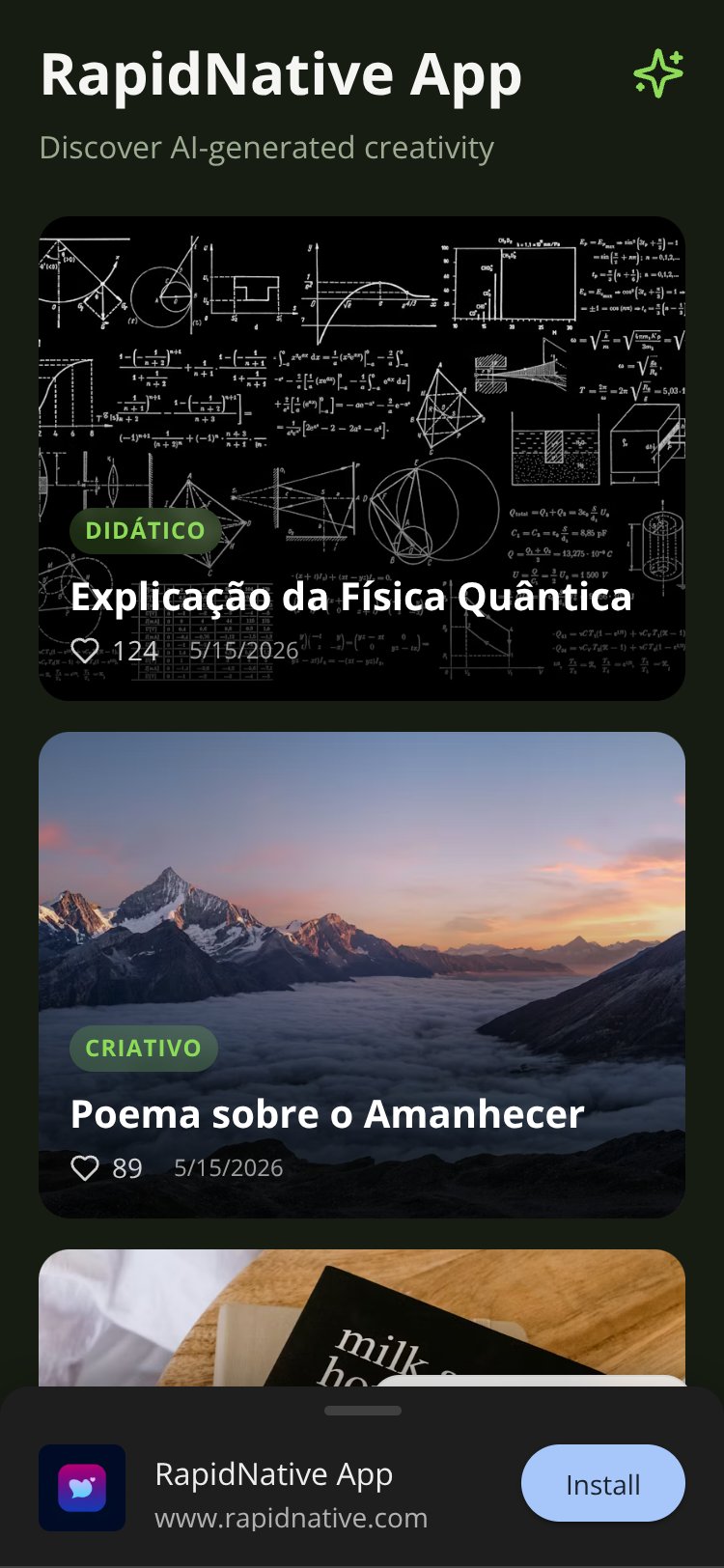 RapidNative App screen 1