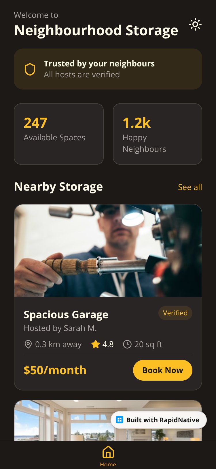 Neighbourhood Storage screen 1
