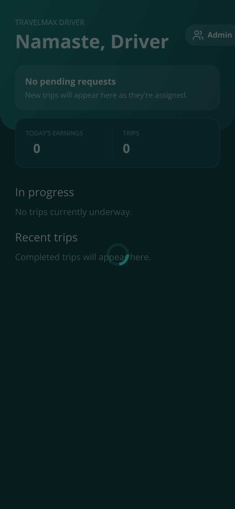TravelMax Driver screen 2