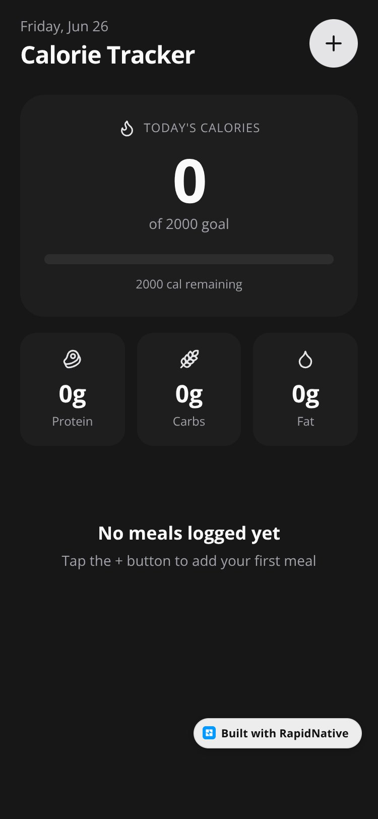 Calorie Tracker screen 1