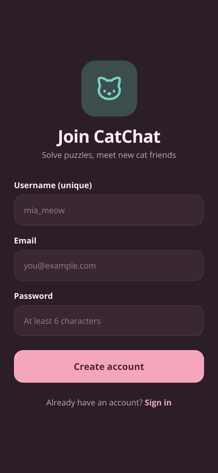 CatChat screen 2