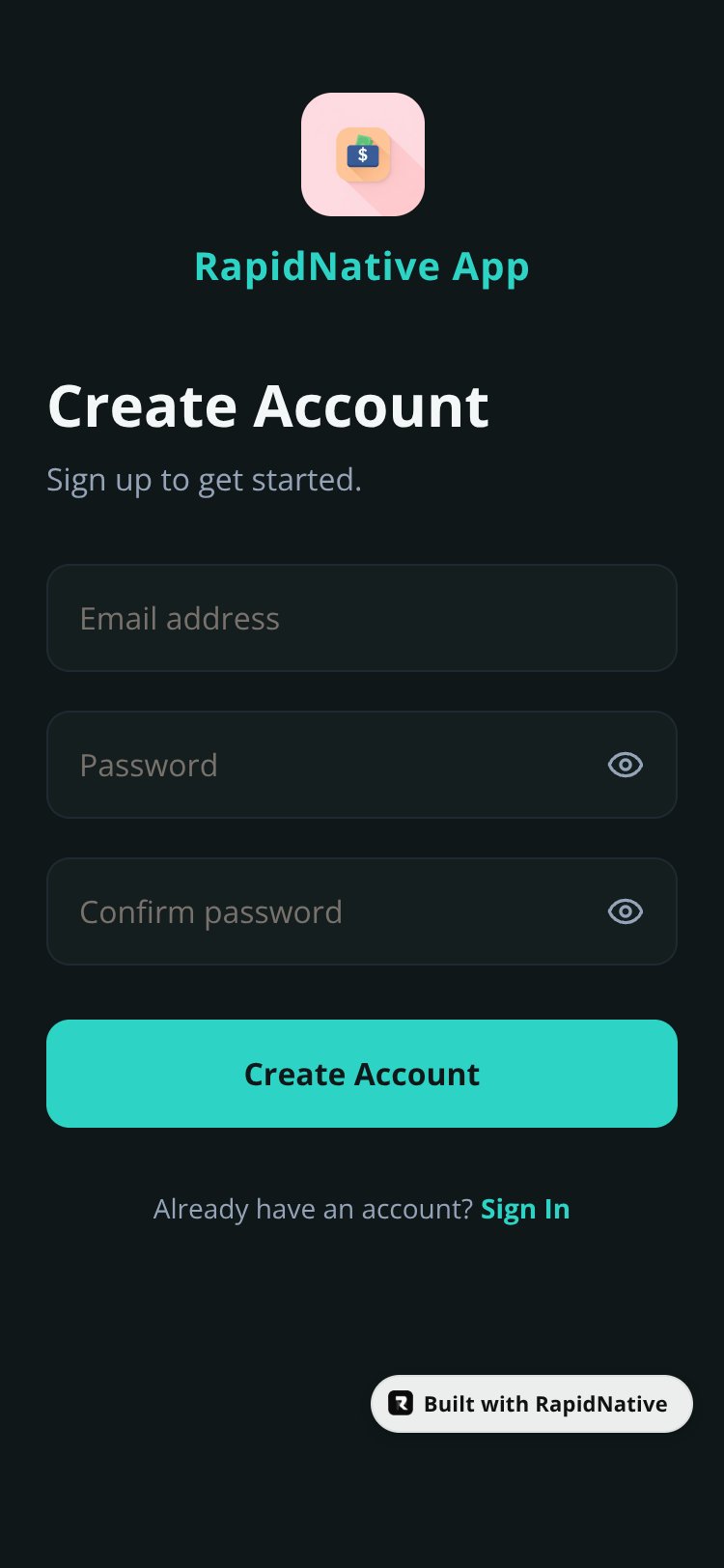 RapidNative App screen 2