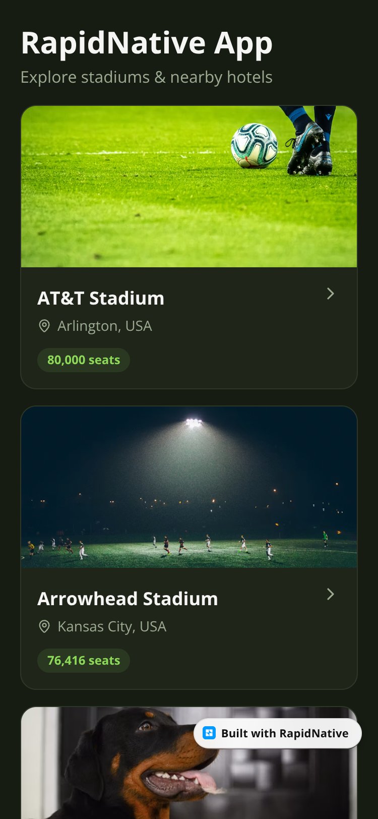 RapidNative App screen 1