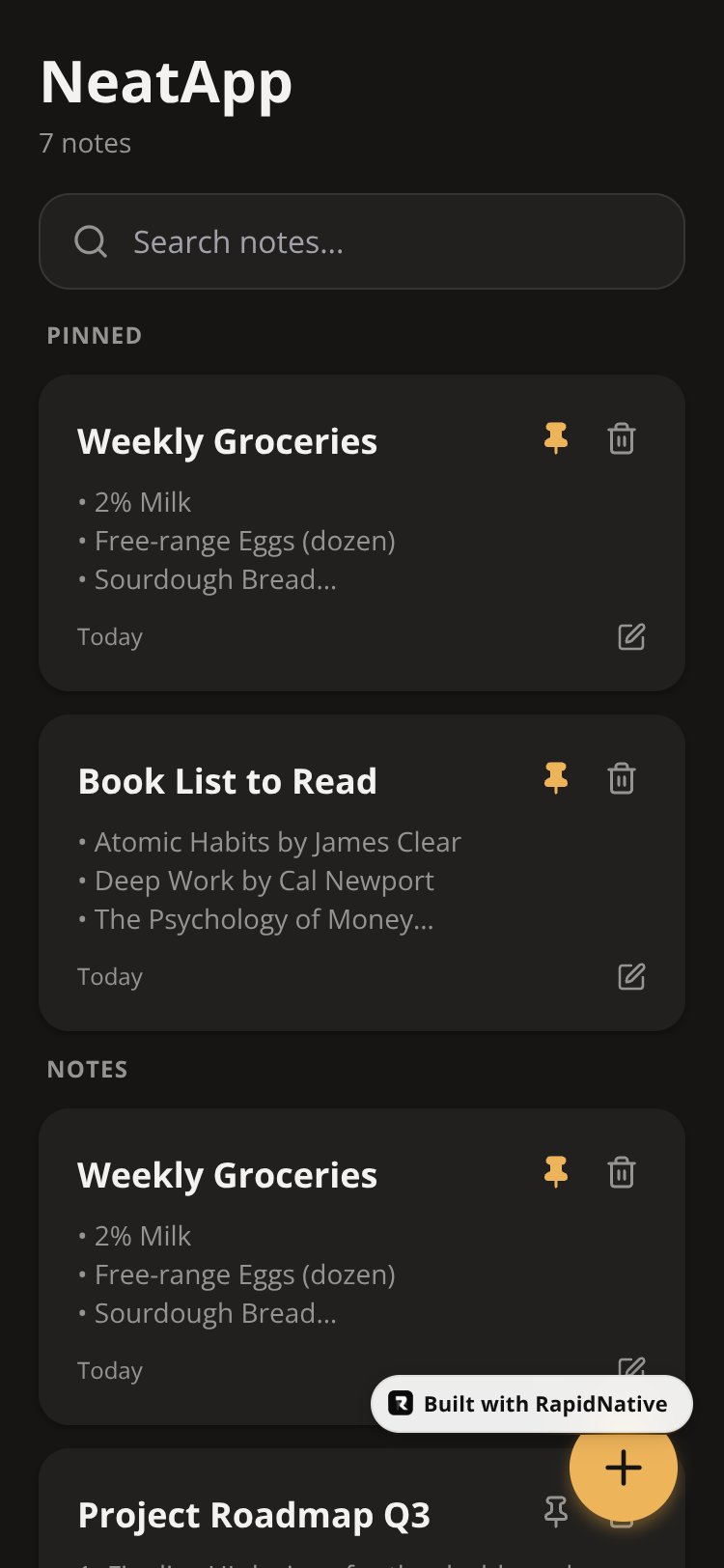 NeatApp screen 1