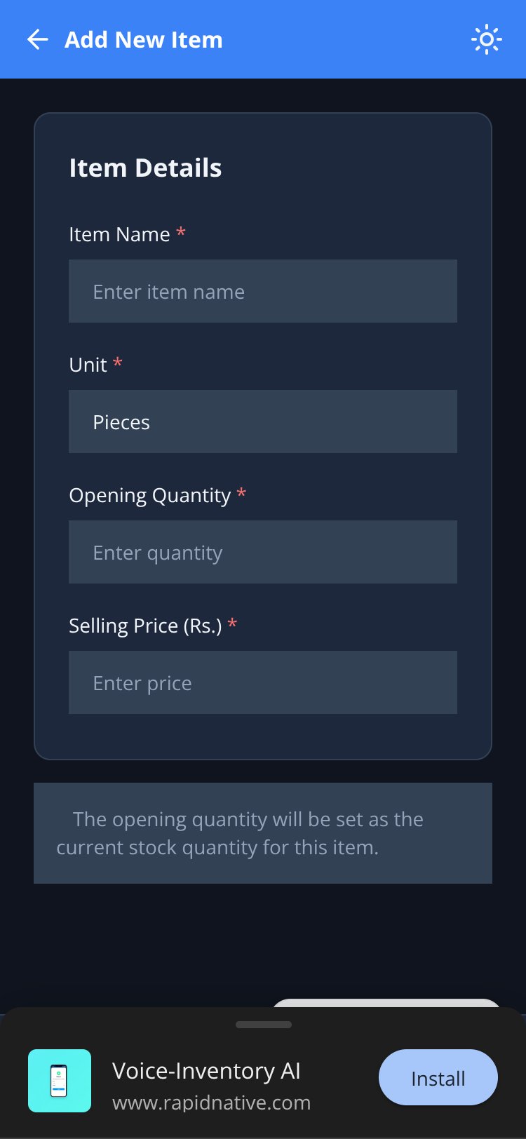 Voice-Inventory AI screen 2