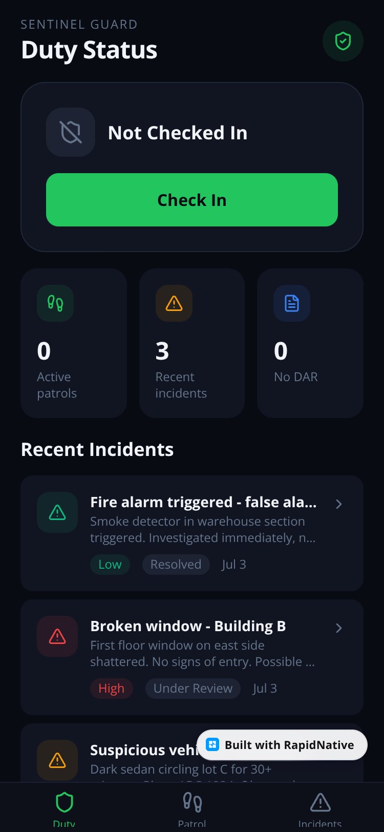 Sentinel Guard screen 2