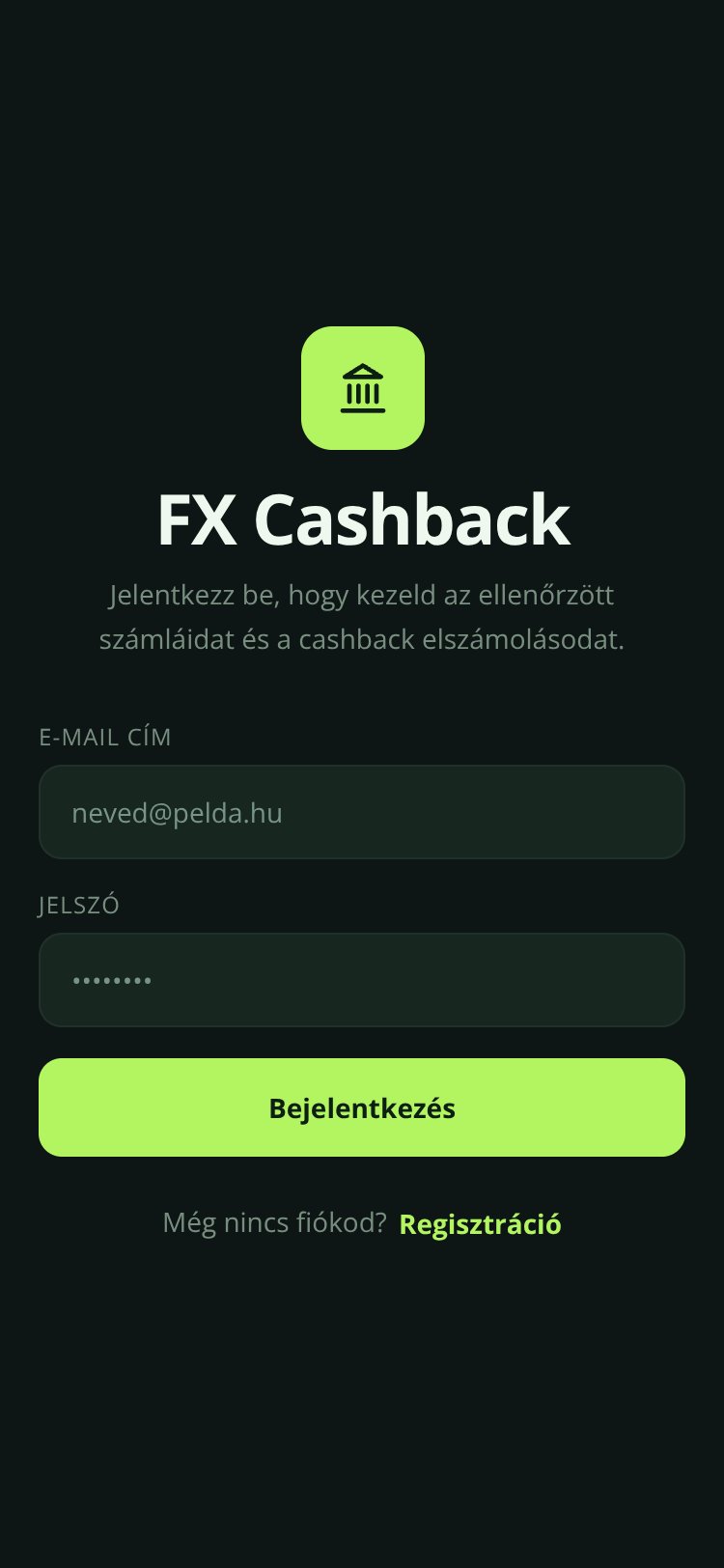 FX Cashback screen 1