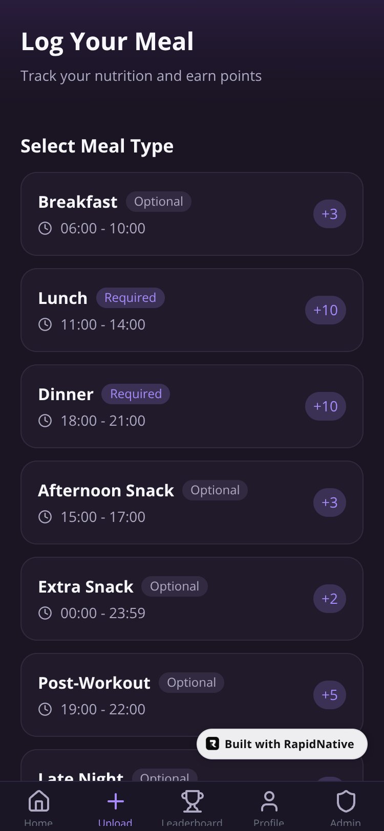 NutriTrack screen 2