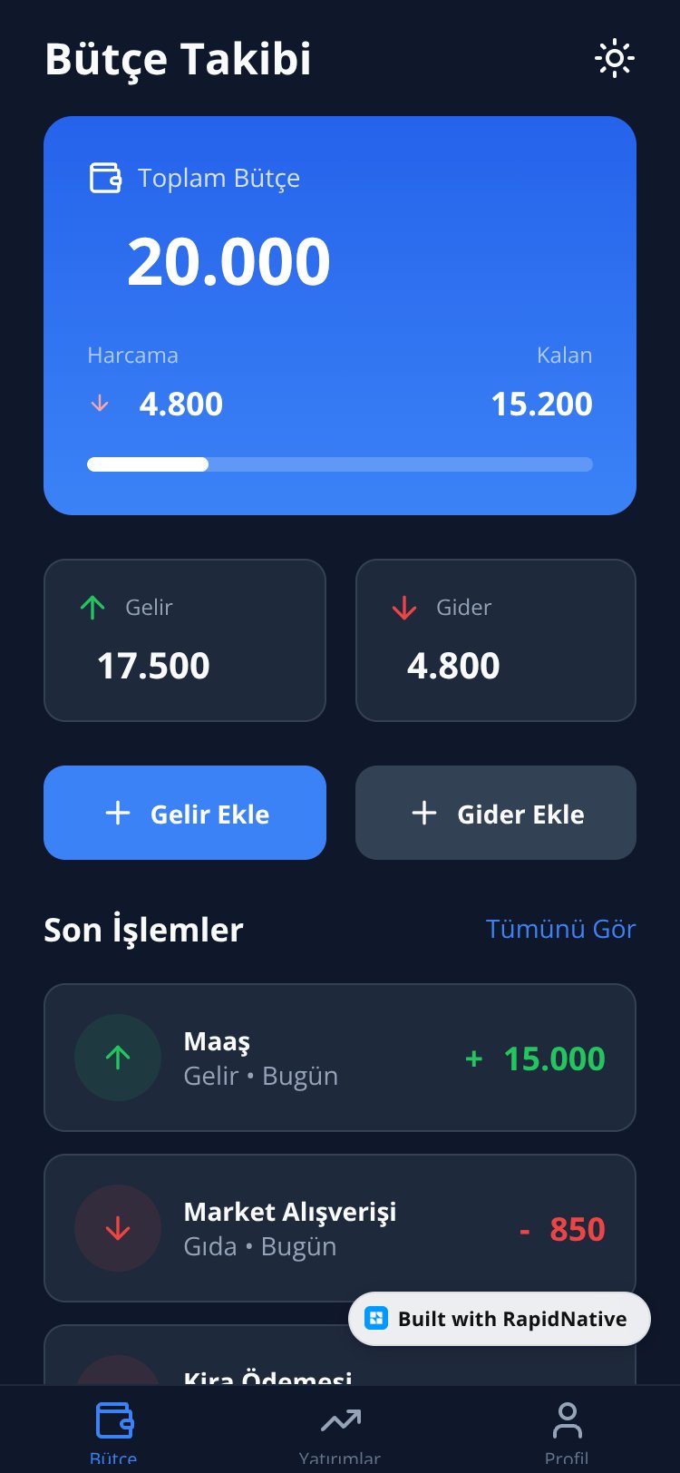 BudgetTrack screen 1