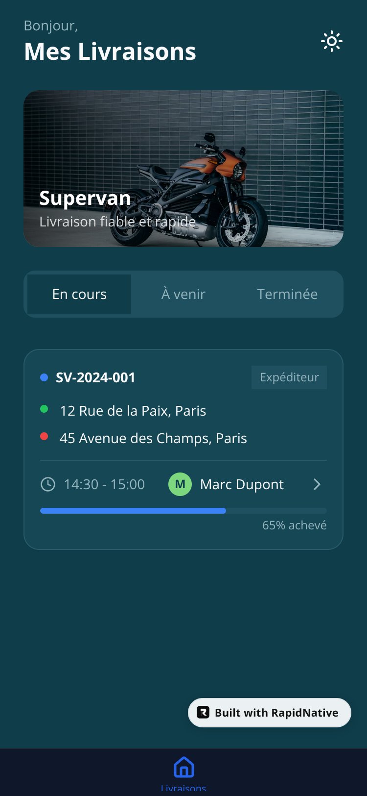 Supervan Client screen 2