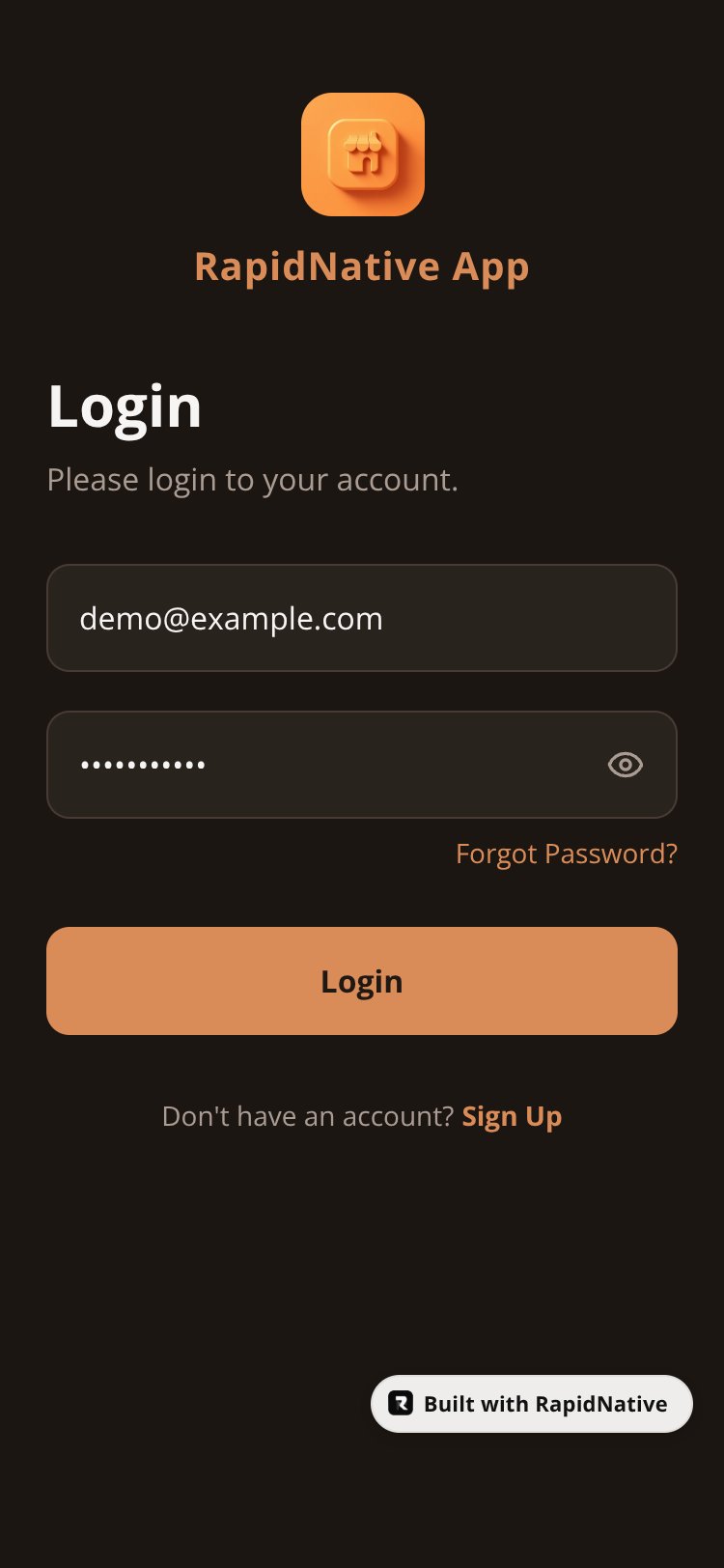 RapidNative App screen 1