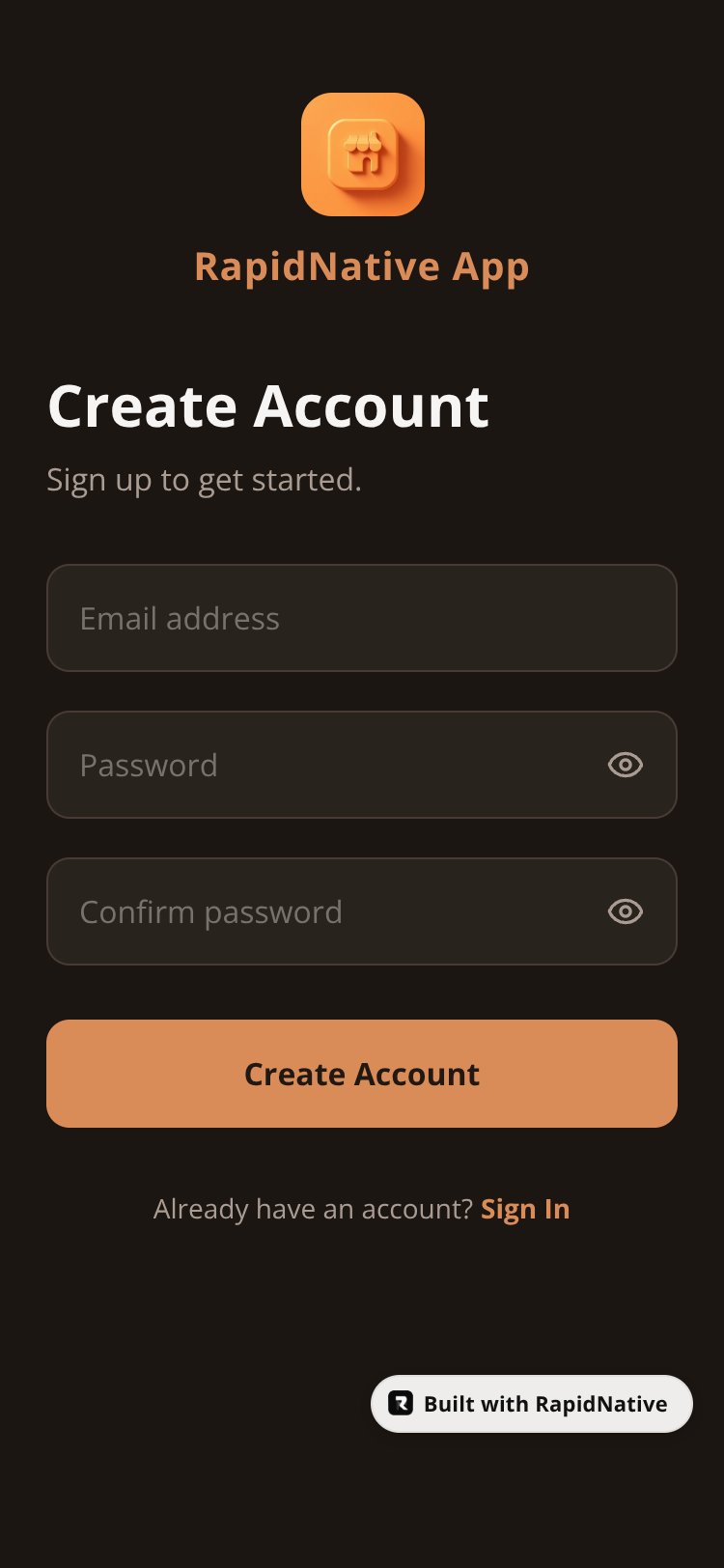 RapidNative App screen 2